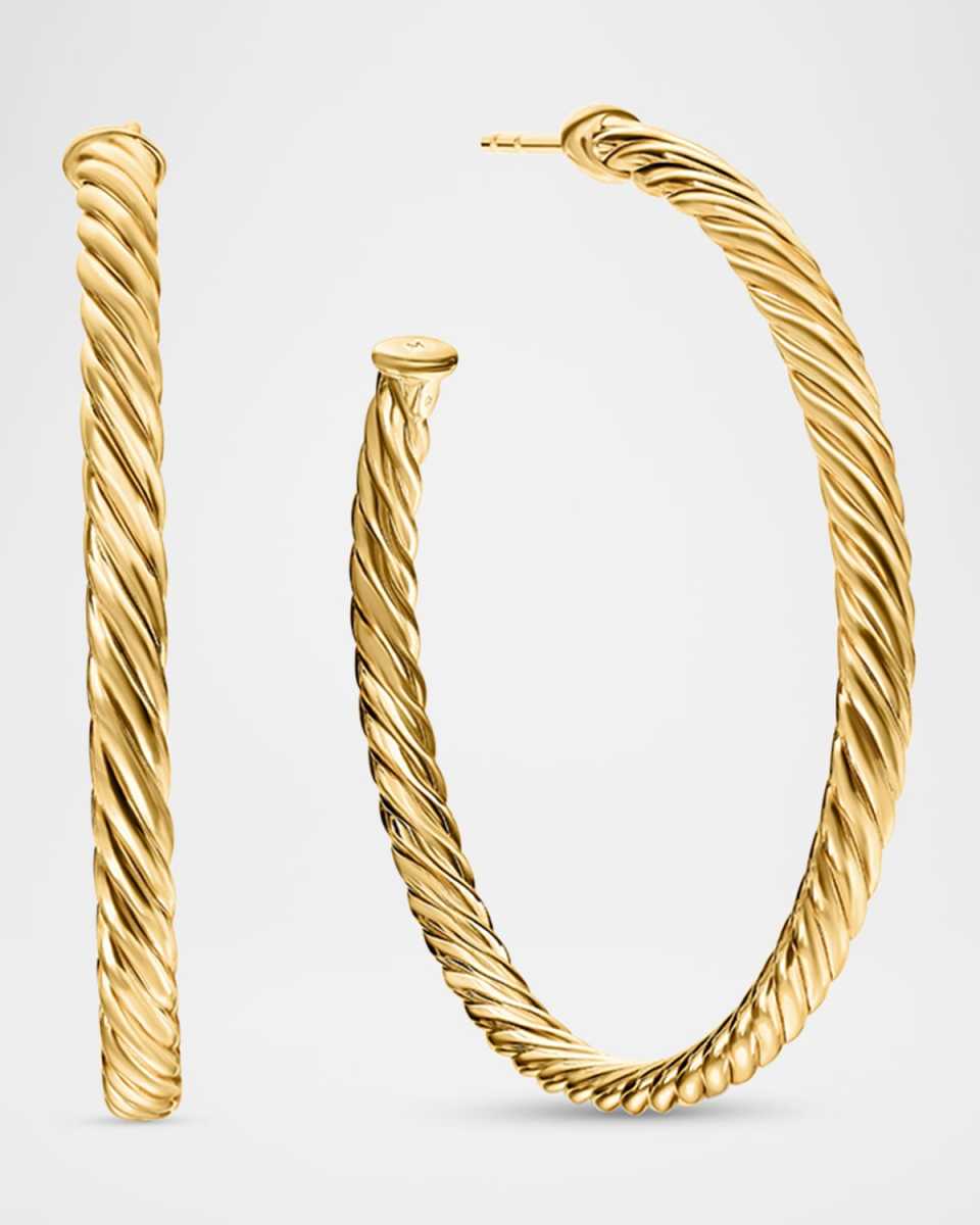 18k Cablespira Hoop Earrings, 1.5"